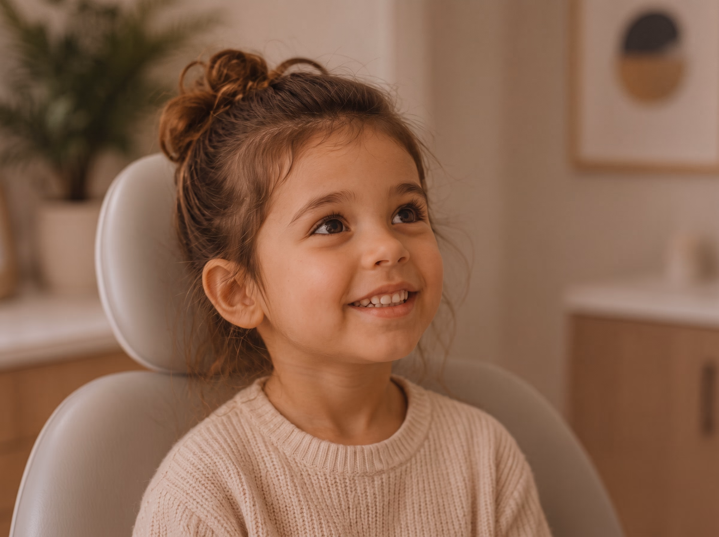 Young child smiling in the orthodontic chair